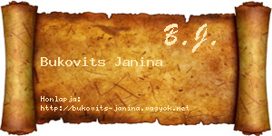 Bukovits Janina névjegykártya